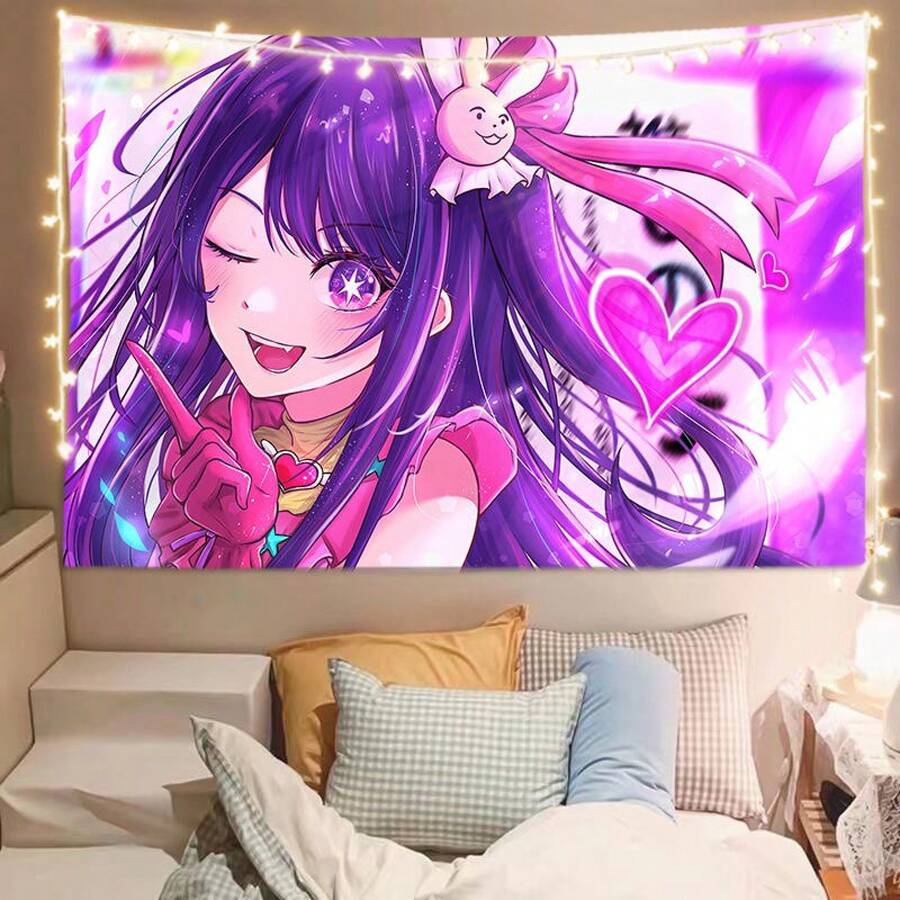 Tapiz de Oshi No Ko con Ai Hoshino y Ruby Hoshino, decoración de pared para habitación de anime - Blanco - Ver 1