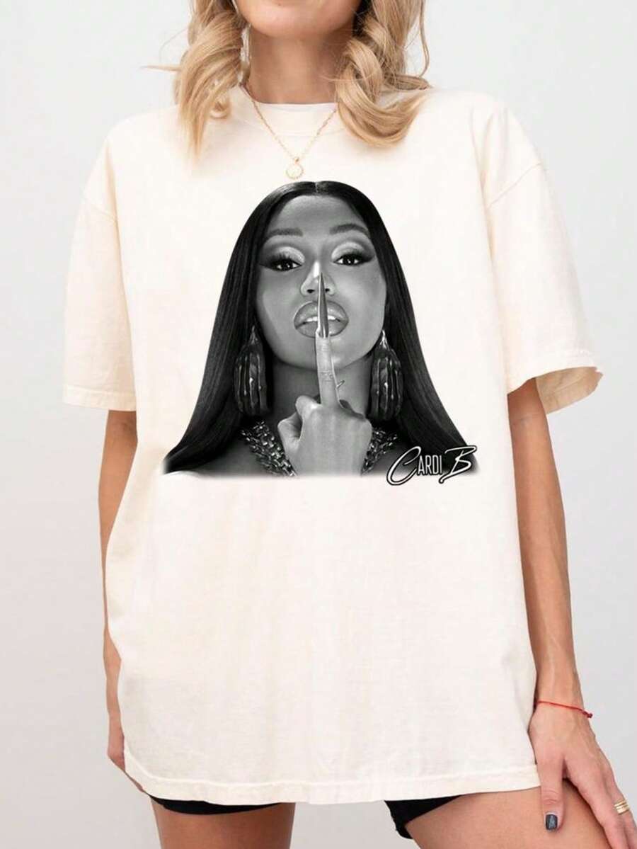 CardiB Inspired Little Miss Drama Tour 2026 Shirt Vintage Rap Concert Tee Am I The Drama Fans Gift Unisex ComfortColors - trắng - Xem 1