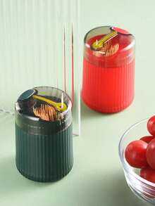 1pc/3pcs Automatic Pop-Up Toothpick Holder, Luxury Button Toothpick Dispenser, Portable Automatic Toothpick Rack, Home Living Room Toothpick Container, Button Style Automatic Toothpick Storage Box, Suitable For Home, Living Room, Kitchen, Dining Room - Multicolor - View 5
