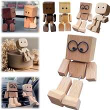 Handmade Shaking Wooden Man Figurine - Shaking Feet For Car Decoration - Wood Color - View 7