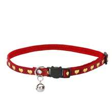 Luxury Plush Cat Collar With Heart Print, Adjustable Safety Buckle, Soft Cotton Fabric Neck Strap With Bell, Suitable For Cats And Dogs - Multicolor - View 16