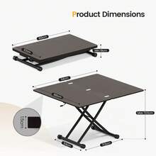 Extendable Lift Top Dining Table Coffee Table, 4 IN 1 Height Adjustable Multifunction Convertible Table For Living Room, Dining Room, Black & Brown - Dark Walnut - View 3