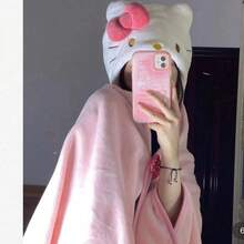 1 chiếc áo choàng tắm có mũ Hello Kitty dành cho nữ, khăn tắm, chăn, áo choàng in hình hoạt hình, bộ đồ ngủ, chăn ngủ có mũ, khăn choàng che nắng, đồ ngủ điều hòa, khăn choàng đa năng, áo choàng nhung dễ thương để ngủ - Nhiều màu - Xem 8