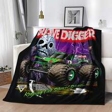 1PC 3D Monster Jam Monster Truck Cartoon Blanket, Edgy Gift For Motorsports Fans, Themed Man Cave Decor, Retro Sci-Fi Party Accent & Race Day Souvenir,Soft Throw Blanket For Home Bedroom Bed Sofa Picnic Travel Office Cover Blanket, Multiple Sizes 50x60 To 60x80 Inches - Nhiều màu 9 - Xem 3