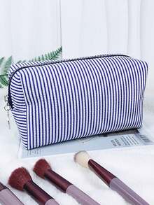 Customized Makeup Bag, Personalized Bridesmaid Makeup Bag, Bridal Gift, Party Makeup Bag, Striped Travel Organizer, Christmas Gift, Valentine's Day Gift - Multicolor - View 18