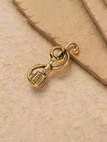 Fashionable Creative Microphone & Music Note Brooch, Unique Design Lapel Pin, Suit/Coat Decor Accessory - Gold - View 6