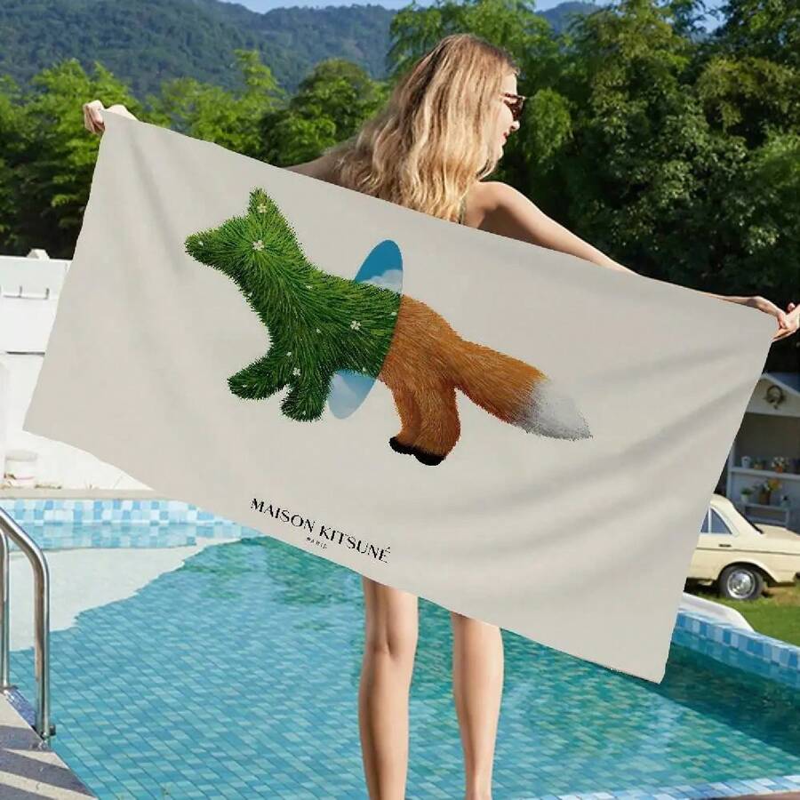 Fashion Luxury M-Maison K-Kitsunes Beach Towel Colorful Bath Towels For Girl Microfiber Quick Dry Custom Sand Free Beach - A - Xem 1