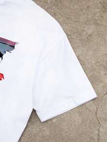 男士椰树3D数码印花T恤套装（2件装），时尚字母设计，夏季休闲度假款，针织面料，可机洗 - 彩色 - 查看 6