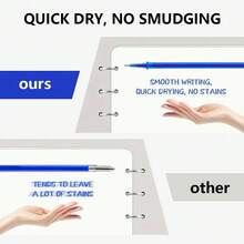 Bộ 60 bút bi xóa được, bút gel ma thuật 0.5mm, cán bút có thể giặt được - Màu xanh dương, đỏ và đen, kẹp nhựa, tay cầm tiện dụng, lý tưởng cho văn phòng phẩm và học sinh chuẩn bị năm học mới. - Bộ - Xem 5