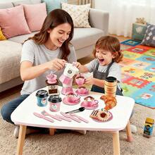 Children's Realistic Coffee Machine Toy Set, Montessori Kitchen Role Play Afternoon Tea Party Toy, With DIY Desserts And Snacks, Simulated Espresso Machine, Cups, Cakes And Tableware Accessories, Educational Toy For Boys And Girls, Interactive Coffee Shop Game, Develops Hands-On Ability And Imagination - Multicolor - View 5