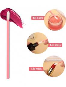 50/200支装一次性唇刷，柔软无绒唇彩涂抹器，化妆工具（粉色） - 彩色 - 查看 9