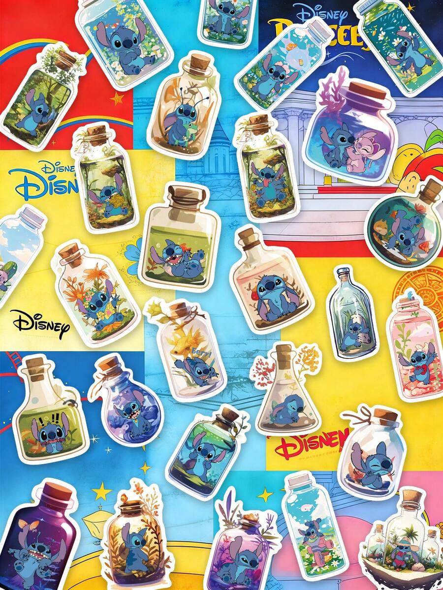 50pcs Bottle Stitch Doll Creative Waterproof Stickers For Water Bottles, Notebooks, Desktops, Walls, Skateboards, Guitars, Scrapbooks, Phone Cases, Computers, Chairs, Home Decor, Suitable For Birthday Parties, Holiday Gifts - 50pcs - View 1