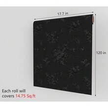 Black Embossed Wallpaper Peel And Stick Black Textured Wallpaper For Bedroom 17.7x120 Inch Embossed Vinyl Removable Dark Contact Paper For Cabinets And Drawers Textured Wall Paper Floral - 17.7英寸 x 120英寸 - 查看 8