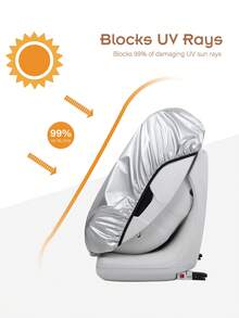 1件装婴儿汽车座椅遮阳罩及防紫外线罩，银/黑双面设计，可调节弹性绑带，适用于98%的婴儿汽车座椅和婴儿背带，四季皆宜的防尘好帮手。 - 淺灰色 - 查看 6