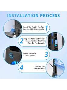 超薄散热风扇 - 3 个高速静音风扇，带炫酷 LED 灯，USB 供电高效散热器，低噪音游戏机散热配件，完美的节日礼物 - 查看 9
