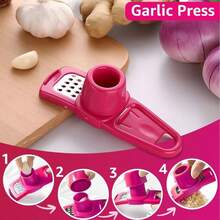 Multi-Function Garlic Press, Ginger Grater And Crusher: Stainless Steel Garlic Press And Slicer, Manual Ginger Crusher And Grinder, Plastic Garlic Mincer. No Electricity Needed, Easy To Use. Garlic Paste Maker Suitable For Garlic, Ginger, Onion, Chili, Nutmeg And Other Ingredients. - Multicolor - View 5