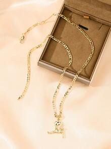 1pc Classic New Enamel Crafted 2026 World Cup Soccer Shooting Pendant Necklace, Suitable For Stacking, Limited Edition, Ideal Gift For Christmas/Thanksgiving/Halloween/Mother's Day/Valentine's Day, Communion, Daily & Holiday Wear, Prayer - Yellow Gold - View 7