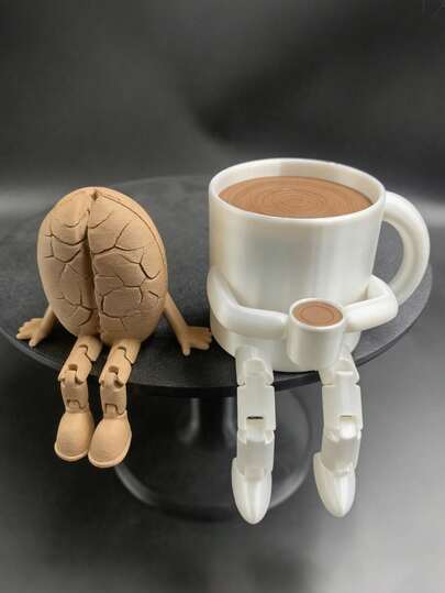 Figuritas adorables con forma de taza de café y grano de café con patas móviles, material de PLA, adornos de escritorio de diseño moderno, perfectos para la decoración de la esquina del café, regalo divertido para amantes del café, decoración del hogar y la oficina, decoración encantadora para estantería y coleccionables