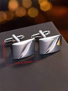 2pcs Shiny Copper Geometric Cufflinks, Suitable For Business, Wedding, And Daily Wear For Men - Geometry - View 4