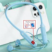 1 pieza Auricular inalámbrico de música de moda con diseño magnético, control de botón, cómodo y suave, flexible de silicona, estéreo HiFi inalámbrico, con 600 horas de tiempo de reproducción - Multicolor - Ver 43