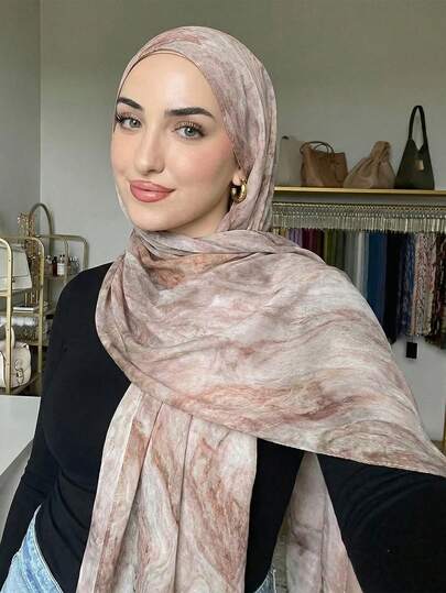 1件装女士波西米亚风水彩渐变印花粘胶纤维头巾围巾，休闲柔软防风披肩，适合日常佩戴