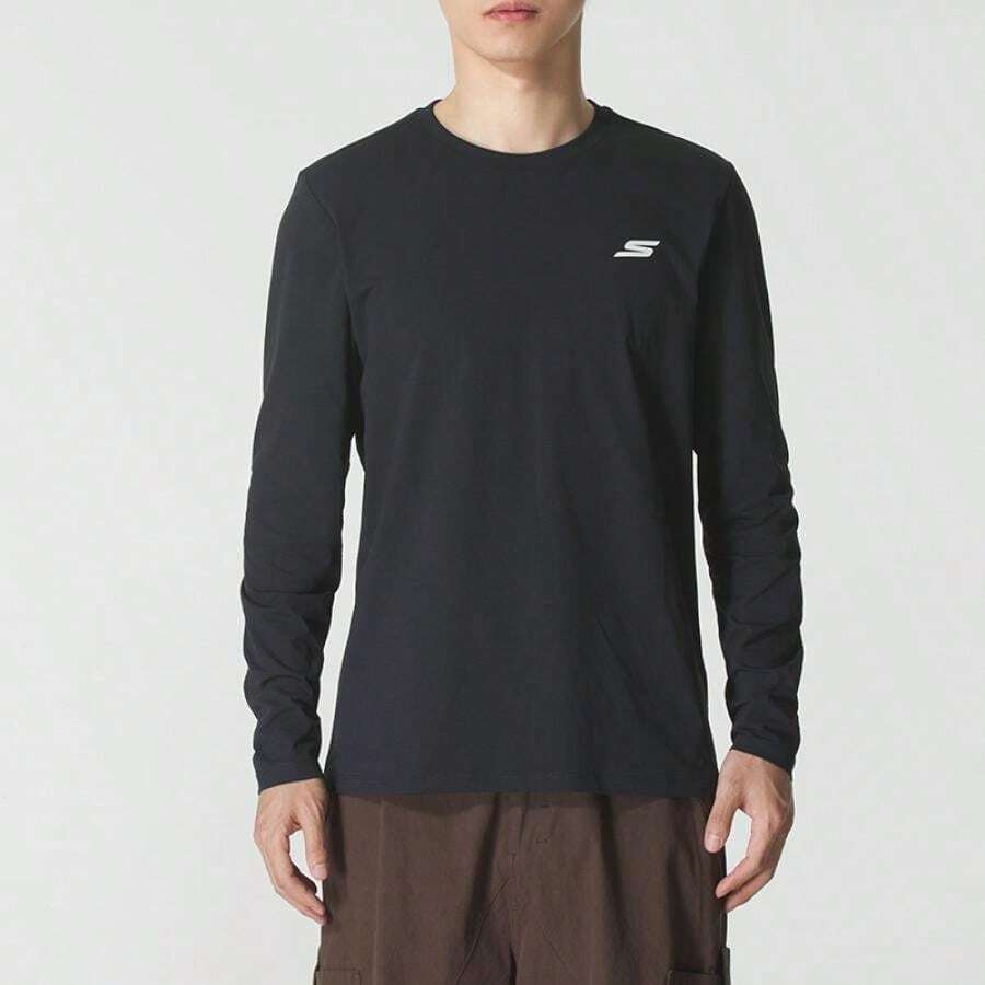 Skechers Long Sleeve Knit T-Shirt, Casual Daily Wear & Travel, P225M287-03K8 - Smoky Black - View 1