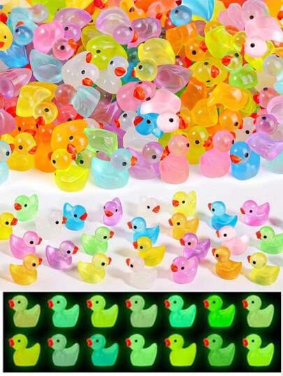 20 st mini-glödande ankfigurer, färgglada söta ankungar i hartsdekor, lysande tecknade djurdekorationer, lämpliga för gör-det-själv-pyssel, telefonskal, nyckelringar, harts-DIY-tillbehör, glödande ankor i harts, dolda plastdjurminiatyrer, perfekt för dockhusscener, akvariedekor, bästa presenten, dockhusdekor, trädgårdslandskap, akvarieväxter