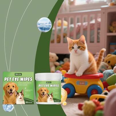 Pet Eye Wipes, Gentle Daily Care Wet Wipes To Relieve Eye Discomfort For Cats And Dogs