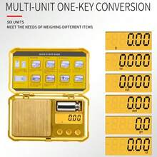 1个高精度数字珠宝秤，便携式口袋秤，精度200克/0.01克，带去皮功能和显示屏，适用于宝石检测、珠宝制作、实验室使用、精确称重、时尚设计，操作按钮简单易用，迷你秤，咖啡秤——各种场合的完美礼物之选 - 彩色 - 查看 4