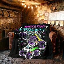 1PC 3D Monster Jam Monster Truck Cartoon Blanket, Edgy Gift For Motorsports Fans, Themed Man Cave Decor, Retro Sci-Fi Party Accent & Race Day Souvenir,Soft Throw Blanket For Home Bedroom Bed Sofa Picnic Travel Office Cover Blanket, Multiple Sizes 50x60 To 60x80 Inches - Nhiều màu 38 - Xem 2