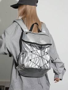 Functional Style Backpack | Interpret The Aesthetics Of Travel In All Scenarios Cross Straps - A Set Of Equipment To Unlock The Absolute Visual Sovereignty Of Daily Commuting And Short Trips The Front Cross-Strap Design Collides With The Black Wide Shoulder Strap To Create A Vintage Layering. Top Handle Adjustable Wide And Thick Shoulder Strap To A Comfortable Double Shoulder - Multicolor - View 7