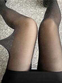 1 Pair Glossy Pearl Pantyhose For Women, 0D Ultra-Thin Non-Ladder Sexy Tights, European And American Style - Black - View 5