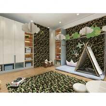 17.7x117 Inches Se- Adhesive Vinyl Gre1en Camouflage Contact Paper Wallpaper For Walls Cabinets Shelves Room Furniture Decal Removable - 格林 - 查看 5