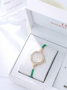 1pc Elegant Quartz Watch And Jewelry Accessory Set, Featuring A Stylish Round Women's Wristwatch And Rhinestone Bracelet. - Multicolor - View 9