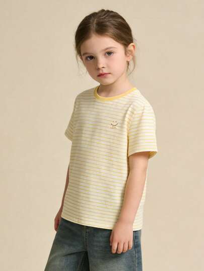 Balabala เสื้อยืดลำลองผ้าฝ้ายลายทางสำหรับทุกเพศ, ผ้านุ่ม, ทรงหลวม, ใส่สบาย