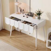 Schminktisch, Frisiertisch, Mit 2 Schubladen, Metallfüße, White, Mass: B100 * T40* H76 Cm - White - View 4