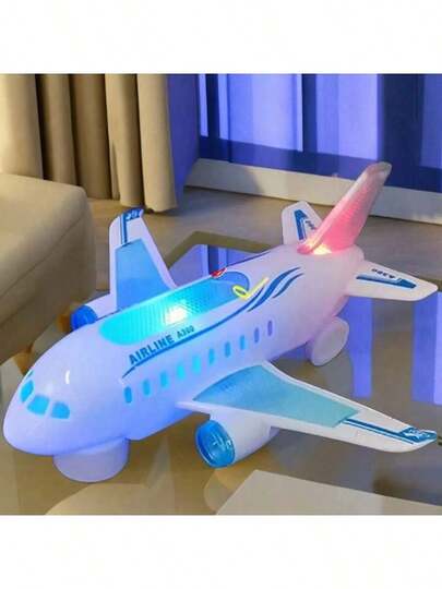 带灯光和音乐的电动飞机玩具，需自行组装，男女皆宜，儿童生日礼物，班级派对奖品（部分零件颜色随机），返校礼物