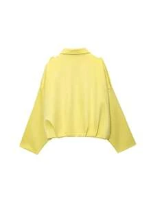 DEEKA Spring & Autumn New Casual Versatile Suede-Like Bomber Jacket For Women - Yellow - View 2