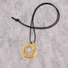 1pc Fashionable Minimalist 7-Layered Asymmetrical Circular Pendant Long Necklace For Women - Yellow Gold - View 6