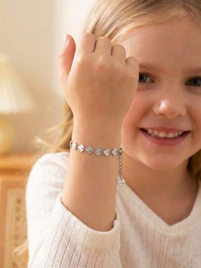 1pc Summer Casual Cute Stainless Steel Silver Shell Bracelet For Girls Daily Wear Jewelry Accessory Gift