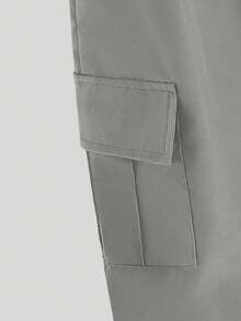 2pcs/Set Boys' Letter Print Short Sleeve T-Shirt And Cargo Pants Casual Outfit - Grey - View 4