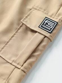 4-Pack Men's Cargo Shorts With Multi-Pocket Design. Loose-Fitting, Non-Stretch, Solid Color. Suitable For Casual Wear And Summer Casual Shorts. - 黑色+藍色+卡其色+灰色 - 查看 5