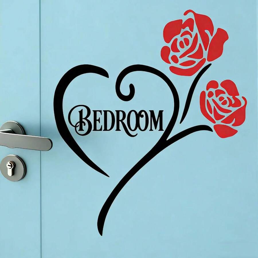 2026 New MS-GK021 Minimalist Heart Flower BEDROOM English Slogan Door/Window Decal, 2pcs - Multicolor - View 1