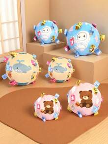 1个柔软毛绒狗狗训练铃铛球，互动玩具，猫狗追逐玩具，柔软布料材质，可水洗重复使用宠物玩具 - 彩色 - 查看 1