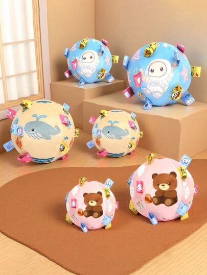 1个柔软毛绒狗狗训练铃铛球，互动玩具，猫狗追逐玩具，柔软布料材质，可水洗重复使用宠物玩具