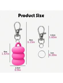 1个唇彩钥匙扣收纳盒 - 润唇膏钥匙扣 - 便携式唇彩盒带钥匙环 - 彩色 - 查看 3