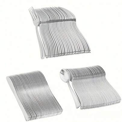 1pc Reusable Silver Cake/Salad Knife, Fork And Spoon Set, Suitable For Parties, Outdoor Activities, Family Gatherings, Weddings, Holidays, Halloween, Christmas Gifts, Kitchen, Christmas Gifts