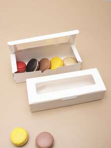 5pcs/10pcs Rectangular Window Macaron Boxes, Bread Boxes, Dessert Boxes, Donut Boxes, Chocolate Boxes, Candy Packaging Boxes, Pastry Gift Boxes For Festivals And Parties - View 5