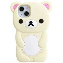 Funda suave de silicona con diseño de oso Rilakkuma para iPhone 17, 16, 15, 14, 13, 12, 11, Pro, Plus, Xs, XR, 6, 8, SE - Y - Ver 3