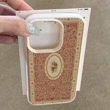 Ốp lưng điện thoại phong cách retro 1 mảnh chất liệu TPU, họa tiết hoa hồng dệt cổ điển, tương thích với Apple 17 Pro Max/17/16 Pro Max/15/13/12/11, S20 FE/A15/S24/A55, Note 11/Note 12/Note 13 Pro, bảo vệ điện thoại toàn diện, chống rơi vỡ, mềm mại. - trắng - Xem 3